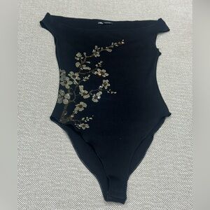 Zara Black Knit Bodysuit